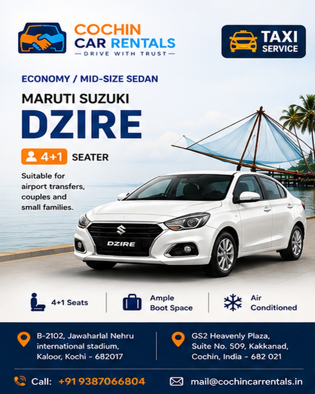Maruti Suzuki Dzire Kochi Airport Taxi Service